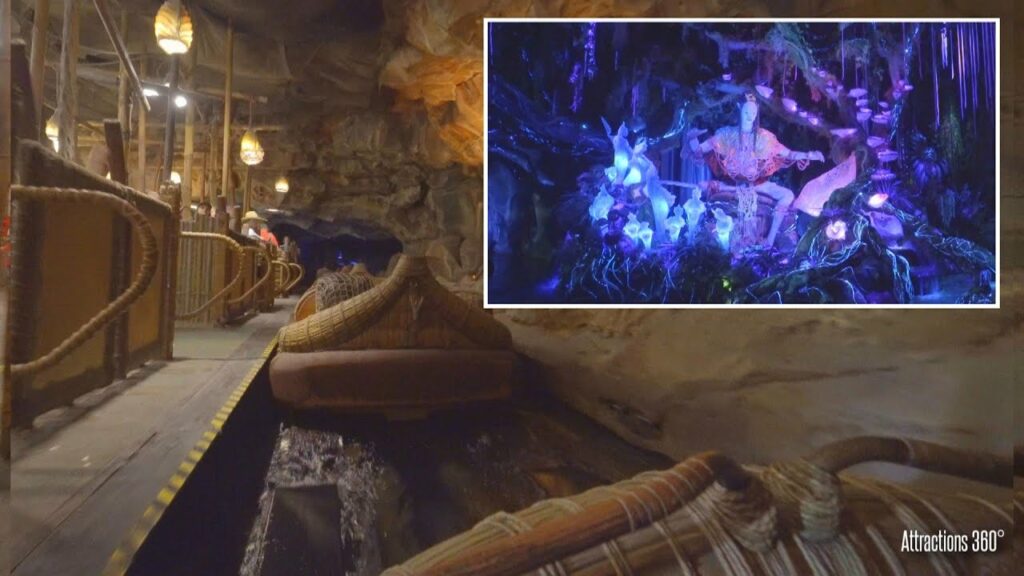 [4K] Na'vi Mystical River Ride - Avatar Ride in Pandora - Walt Disney World | "On this visually stunning and mysterious river, you’ll glide through a series of caves and into a bioluminescent rainforest alive with the sights and sounds of exotic plants and creatures on all sides—even overhead. Soon, you’ll join the legendary Na’vi Shaman of Songs, who demonstrates her deep connection to the life force of Pandora—and sends positive energy out into the forest through the power of her music." -