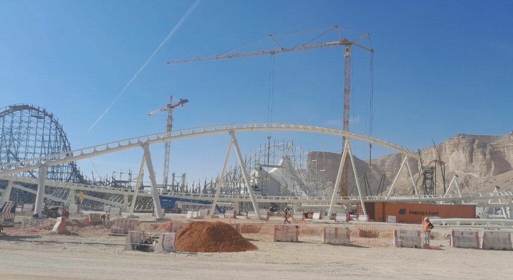 New Construction Photos Of Falcon's Flight, The World's First Exa Coaster At Six Flags Qiddiya!