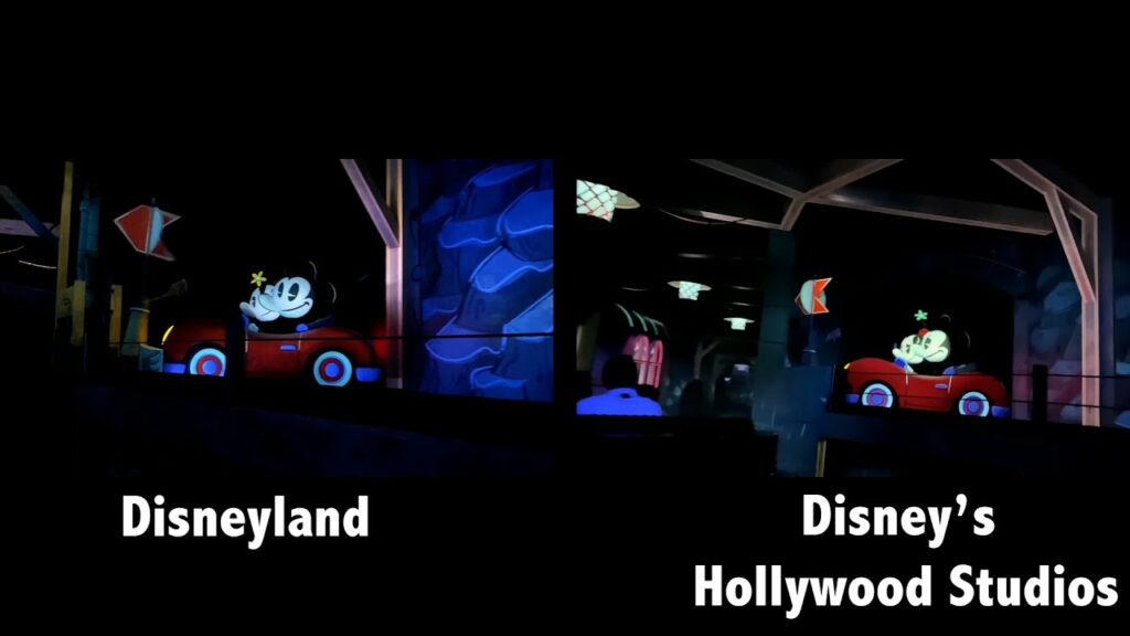 Mickey and Minnie's Runaway Railway — Side-by-Side Comparison — Disneyland vs. Walt Disney World | <p>
Take a side-by-side ride on the Disneyland and Walt Disney World versions of Mickey and Minnie's Runaway Railway. Note that audio in the left channel is Disneyland and the right is Disney's Hollywood Studios at Walt Disney World.</p>