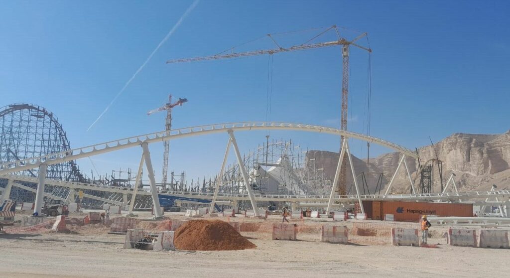 Construction Continues On Falcon's Flight, The World's First Exa Coaster At Six Flags Qiddiya!