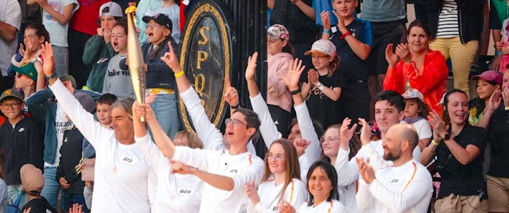 The Olympic flame makes a theme park visit on its way to Paris | June 4, 2024, 4:37 PM · The Olympic flame makes a theme park visit on its way to Paris