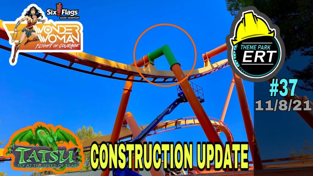 SIX FLAGS MAGIC MOUNTAIN WONDER WOMAN CONSTRUCTION UPDATE #37 11/8/21 [WWFOC & TATSU PAINT JOB] | New walls being put up and Tatsu’s paint job coming along