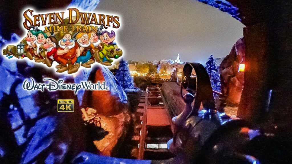 Seven Dwarfs Mine Train Roller Coaster On Ride Low Light