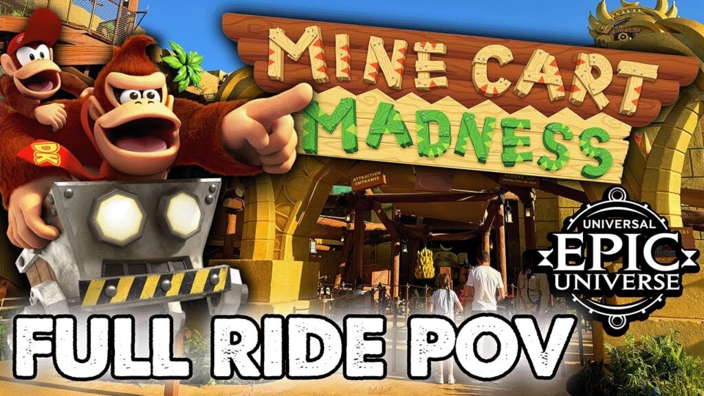 Donkey Kong Minecart Madness - Full Nintendo Queue and Ride