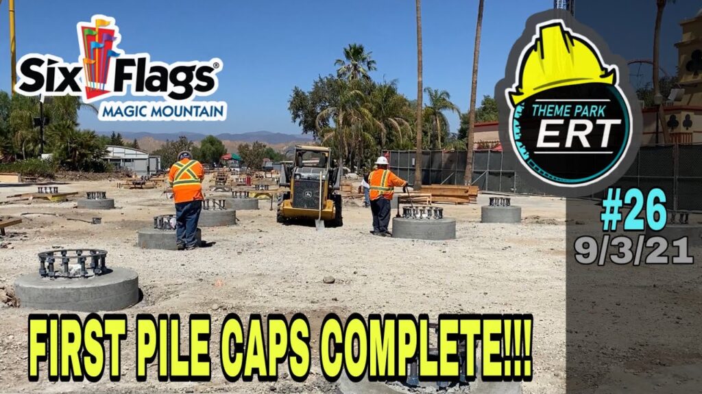 SIX FLAGS MAGIC MOUNTAIN NEW 2022 RIDE CONSTRUCTION UPDATE #26 9/3/21 [FIRST 24 PILE CAPS FINISHED] | First pile caps finished and set!! Things are really starting to ramp up now! Should be any week now before we’re vertical! Thanks for checking it out!