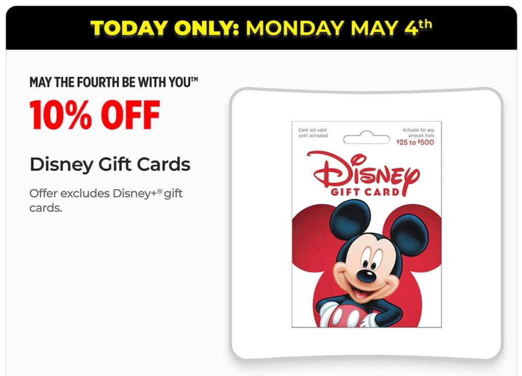 Star Wars Day Flash Sale for 10% Off Disney Gift Cards!