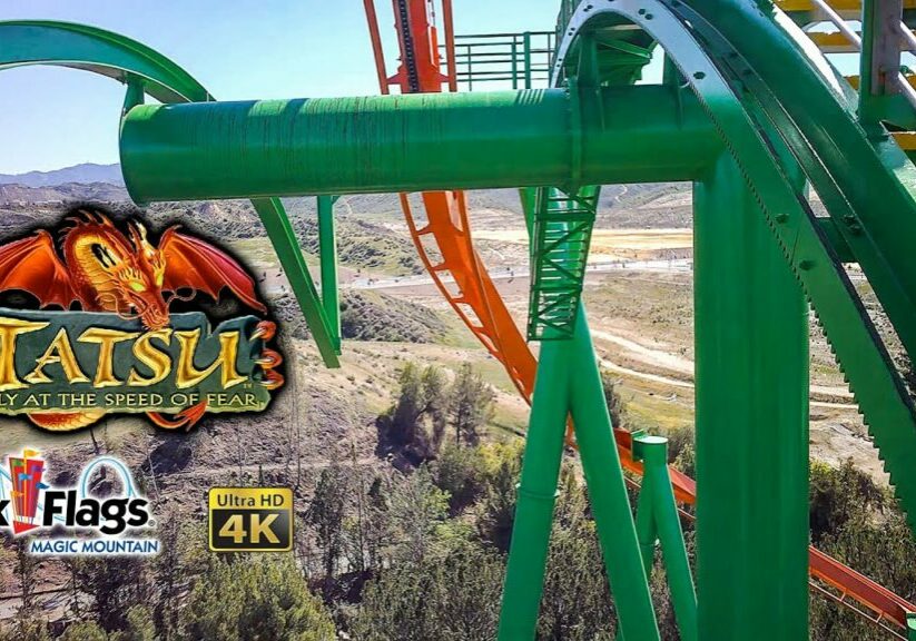 2022 Tatsu Flying Roller Coaster On Ride Front Seat 4K