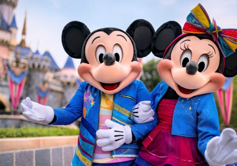 Mickey Mouse and Minnie Mouse at Disneyland for the 70th Celebration