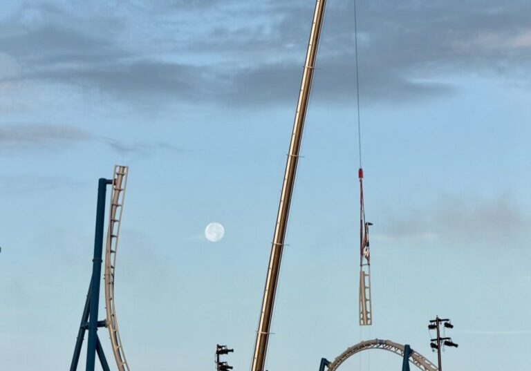 Behind The Thrills | Fast & Furious Roller Coaster Tops Off 170′ SPIKE Element. Behind The Thrills