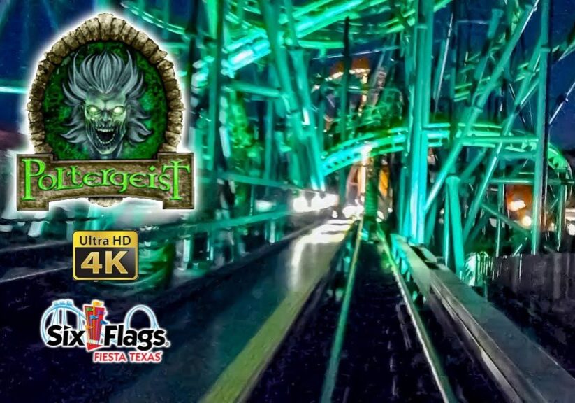 March 2022 Poltergeist Coaster at Night Front Seat On Ride