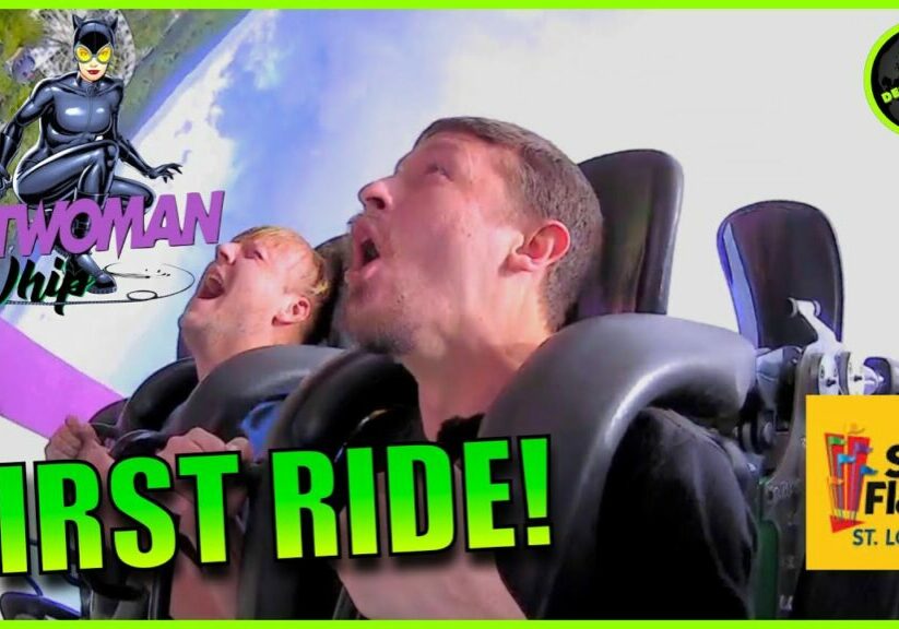 Riding the ALL NEW Catwoman Whip at Six Flags St.