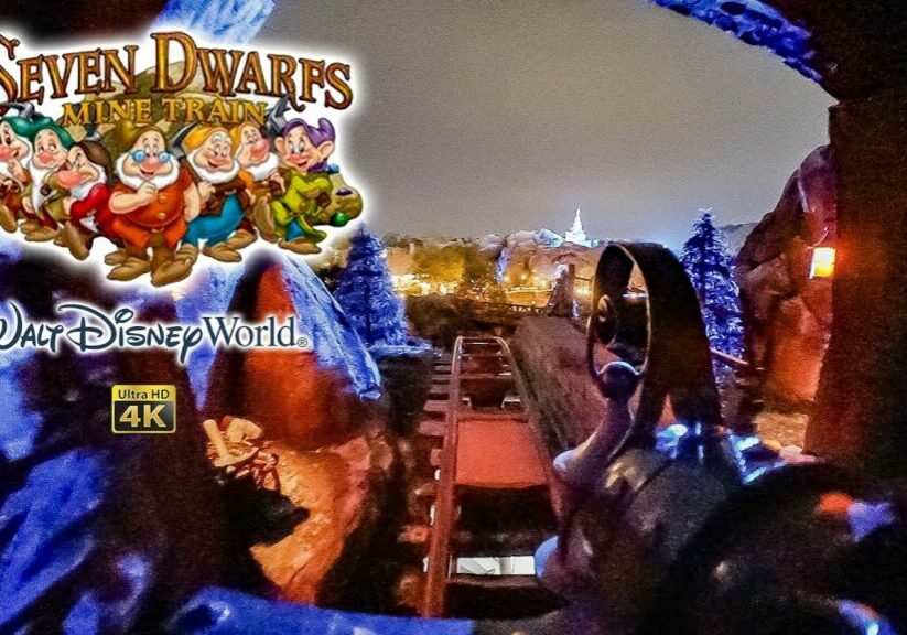 Seven Dwarfs Mine Train Roller Coaster On Ride Low Light