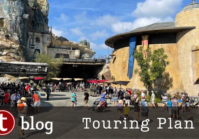 Star Wars May the 4th Touring Plan cover image showing Galaxy&#039;s Edge with the Millennium Falcon