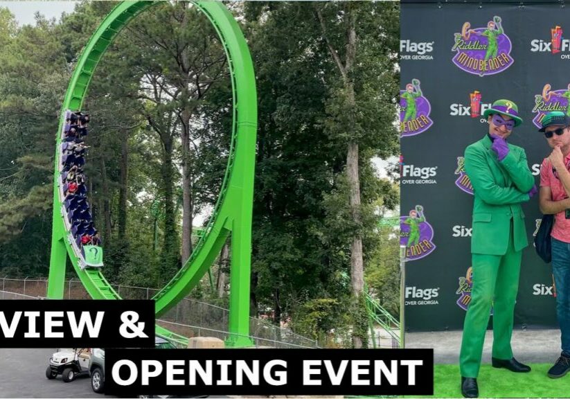 The Riddler Mindbender at Six Flags Over Georgia Reopening Ceremony